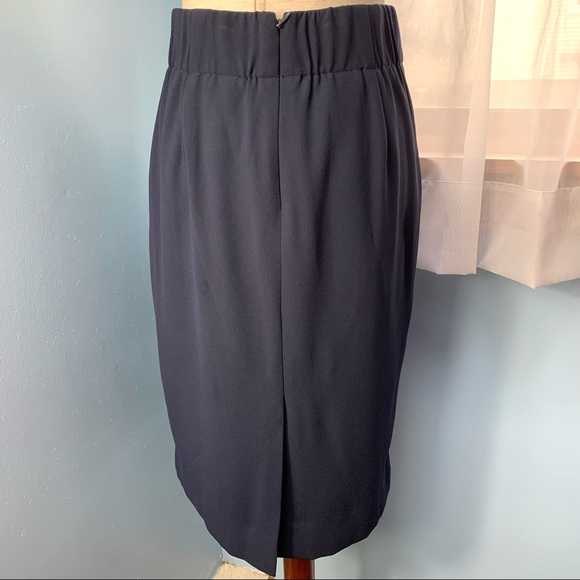 J. Crew Navy Ruffle Crepe Pencil Skirt - Picture 4 of 10